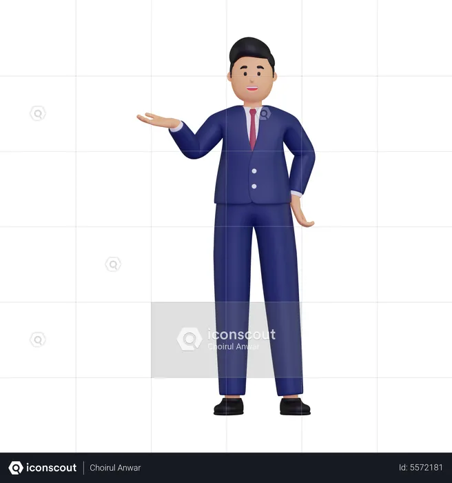 Businessman showing something  3D Illustration