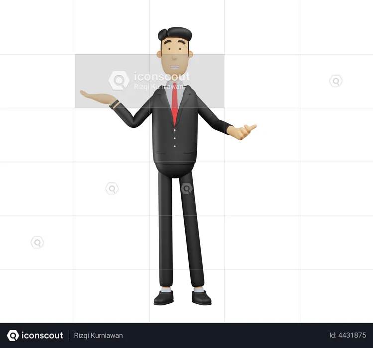 Businessman showing something  3D Illustration