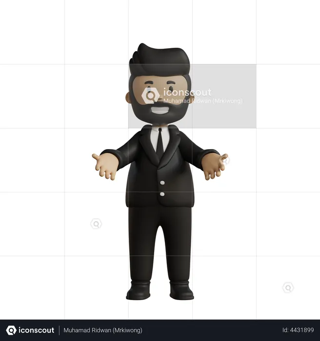 Businessman showing something  3D Illustration