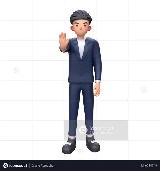 Businessman showing stop gesture  3D Icon