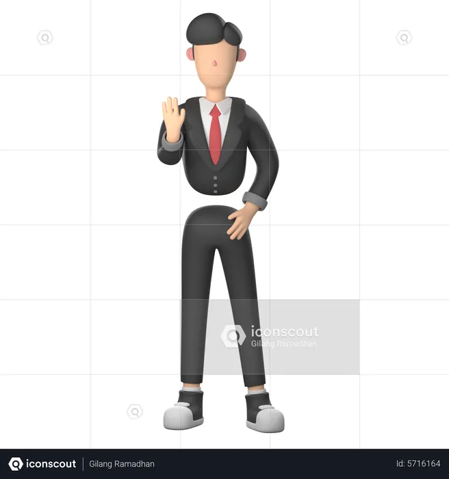 Businessman Showing Stop Gesture  3D Illustration