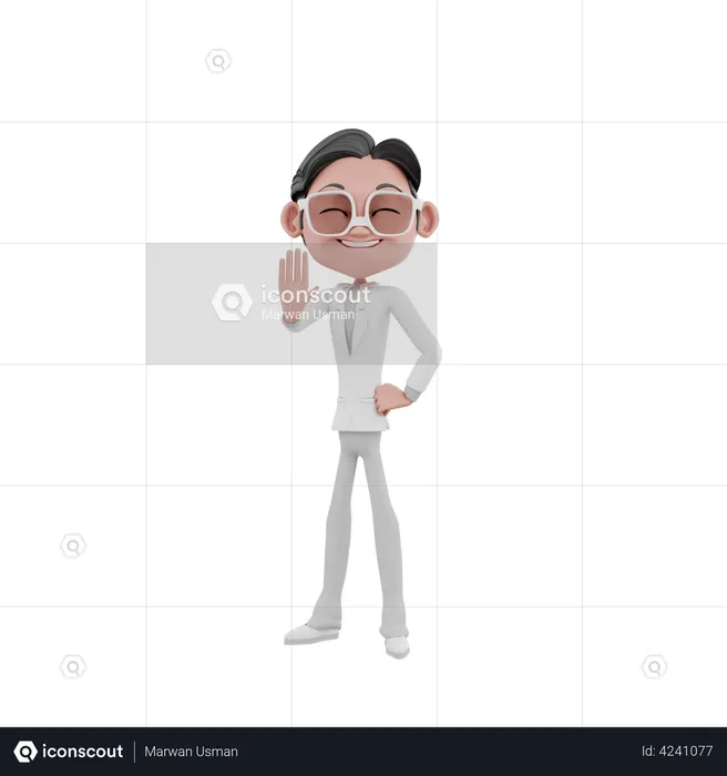 Businessman showing stop hand gesture  3D Illustration