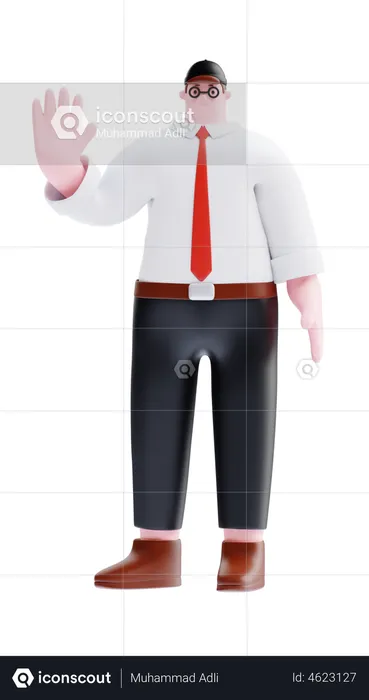 Businessman showing stop sign  3D Illustration