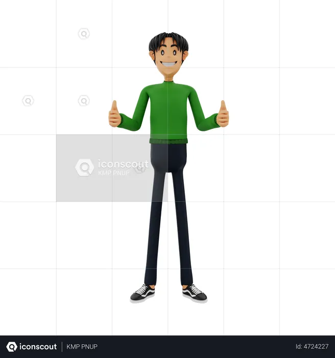 Businessman Showing Thumbs Up  3D Illustration