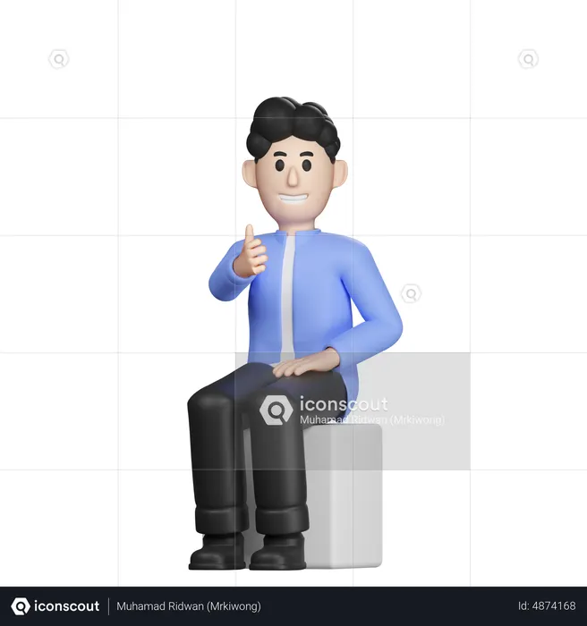 Businessman showing thumbs up  3D Illustration
