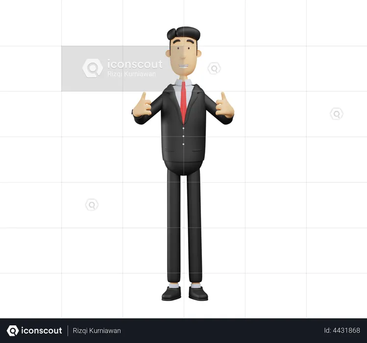 Businessman showing two thumbs up  3D Illustration