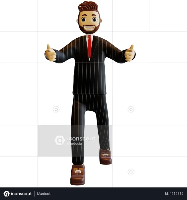 Businessman showing two thumbs up  3D Illustration