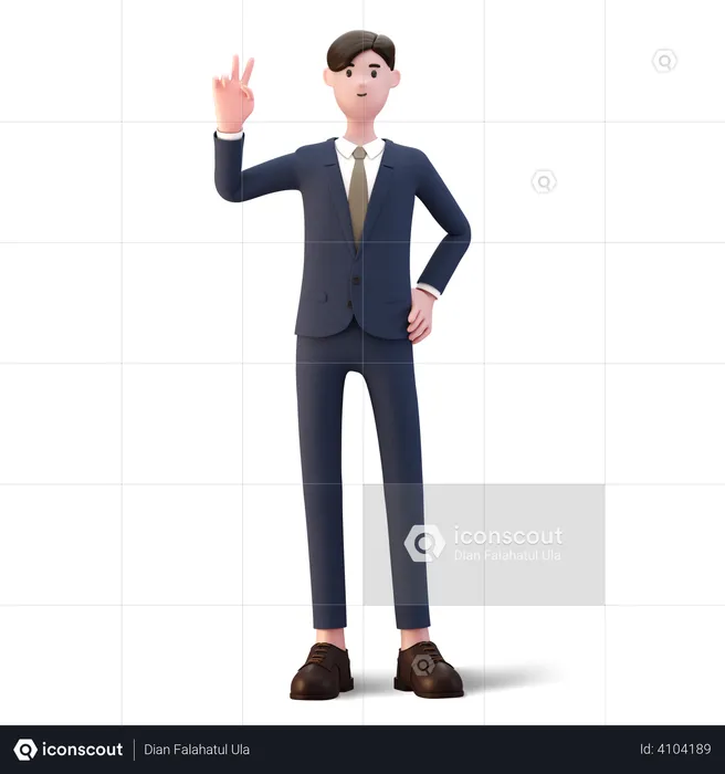 Businessman showing victory  3D Illustration