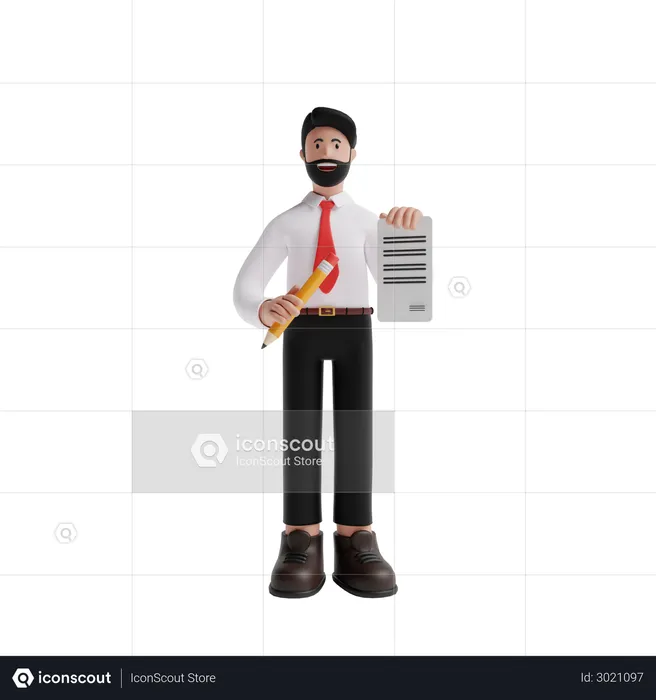Businessman signing contract  3D Illustration