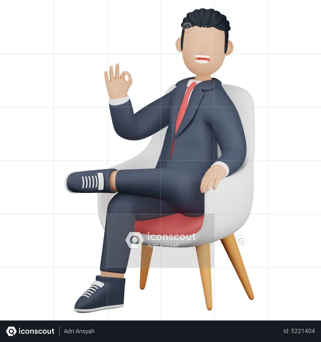 Businessman sits on chair  3D Illustration