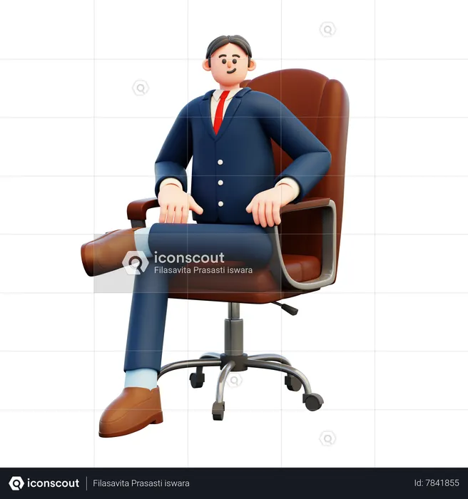 Businessman Sitting On Boss Chair  3D Illustration