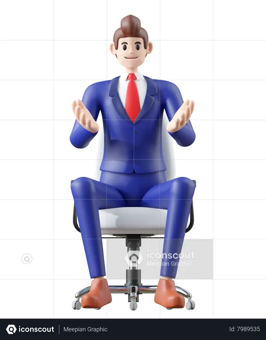 Businessman sitting on chair  3D Illustration