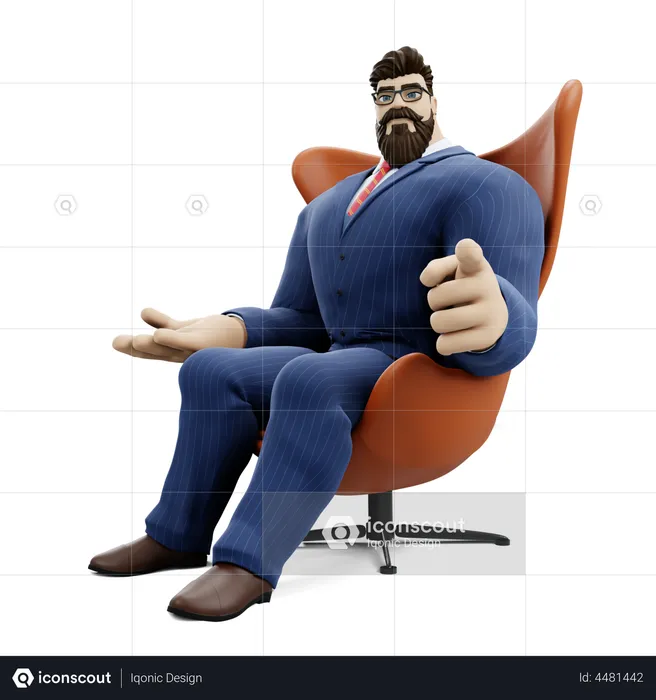 Businessman Sitting On Chair  3D Illustration