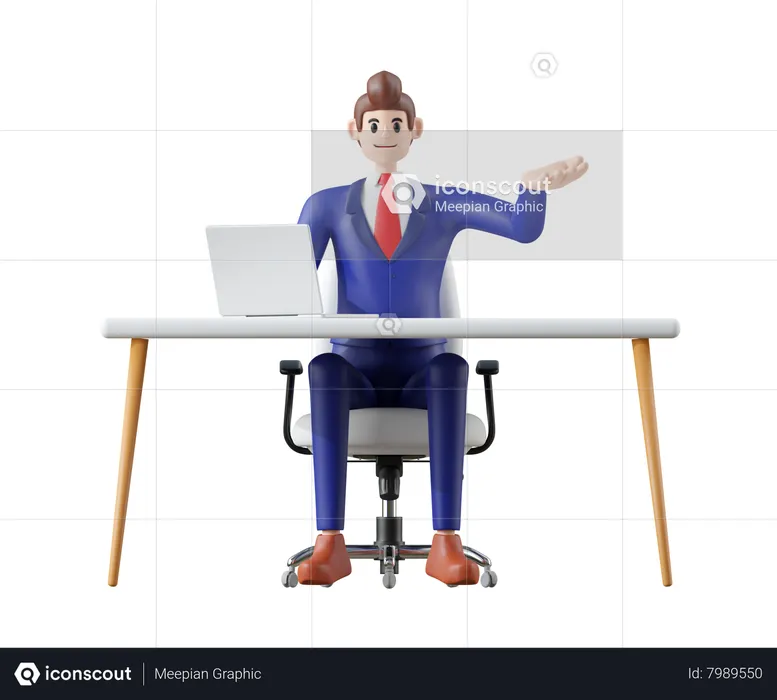 Businessman sitting on chair and presenting something  3D Illustration