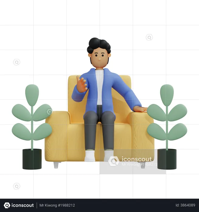 Businessman sitting on couch  3D Illustration