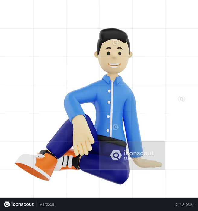 Businessman sitting on floor  3D Illustration