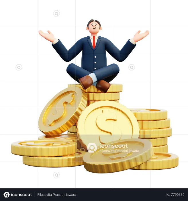 Businessman Sitting On Profit  3D Illustration