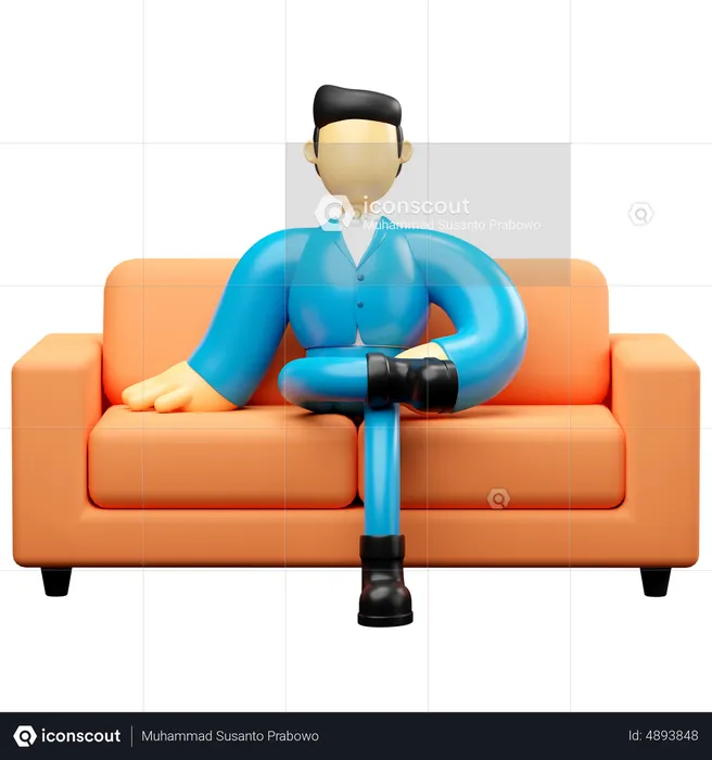 Businessman Sitting On Sofa  3D Icon