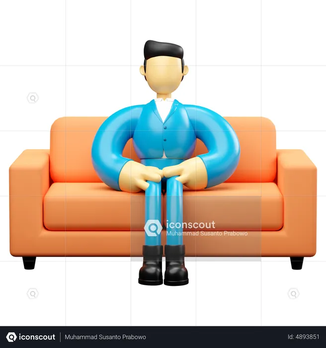 Businessman Sitting On Sofa  3D Illustration