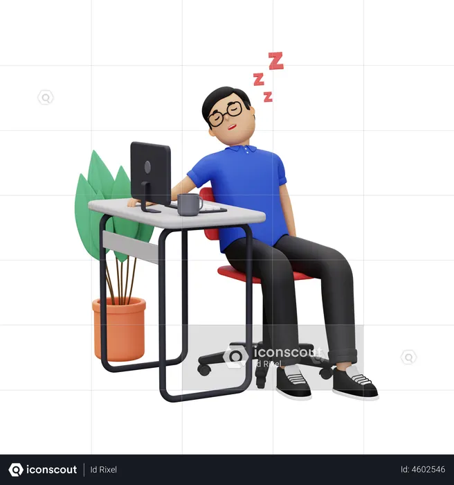 Businessman sleeping at work  3D Illustration