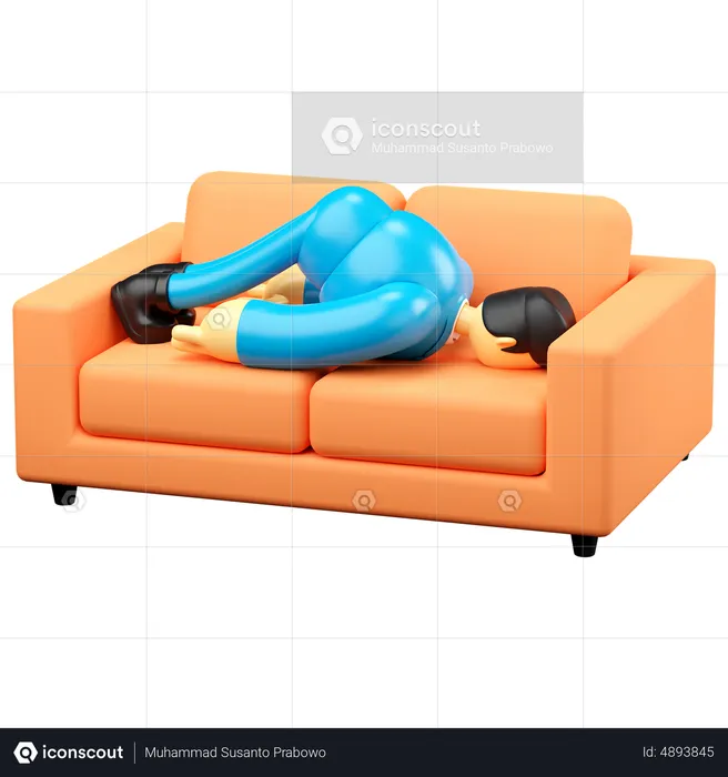 Businessman Sleeping On Sofa  3D Illustration