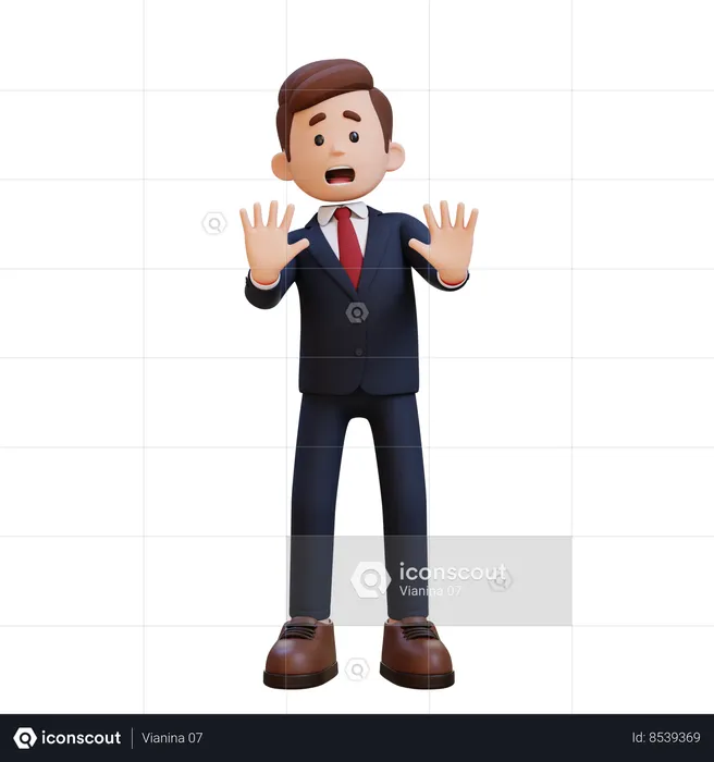 Businessman Standing And Giving Stress And Refused Pose  3D Illustration