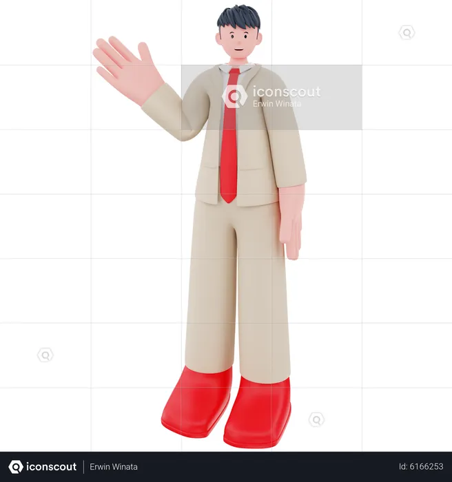 Businessman standing and waving hand  3D Illustration