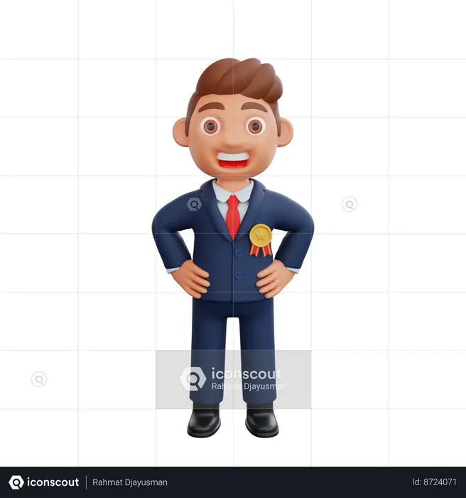 Businessman standing confidently  3D Icon