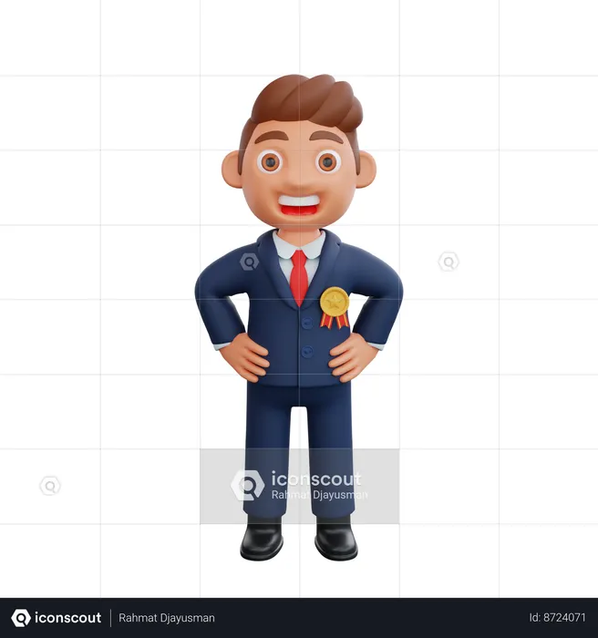 Businessman standing confidently  3D Illustration