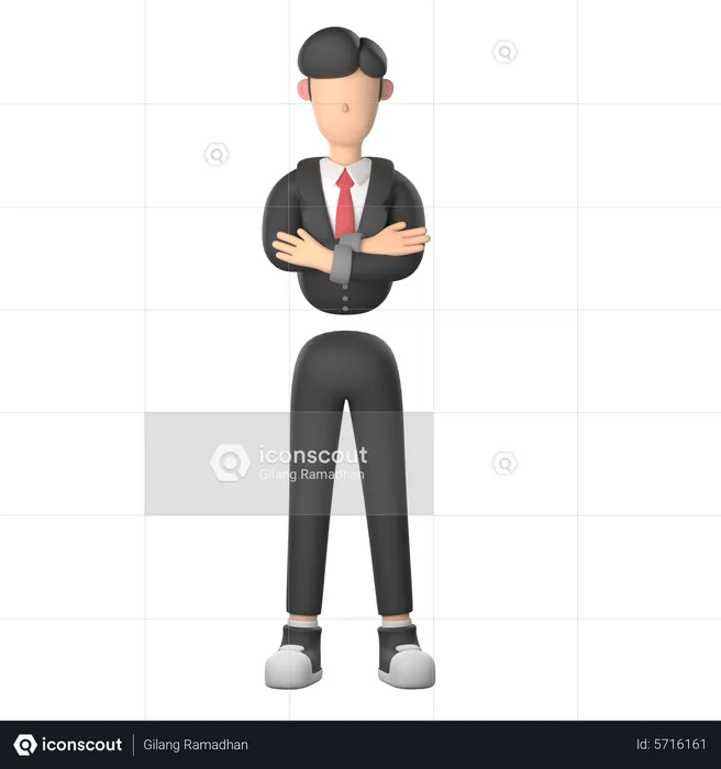 Businessman Standing Cross Hand  3D Illustration