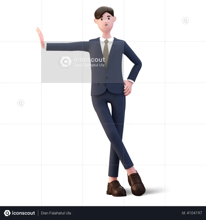 Businessman standing near wall  3D Illustration