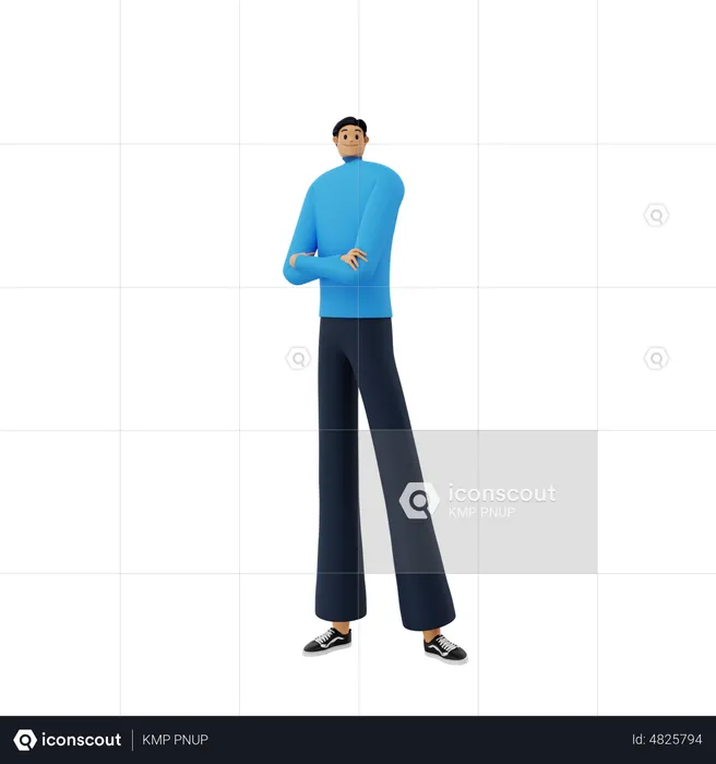 Businessman standing with arms crossed  3D Illustration