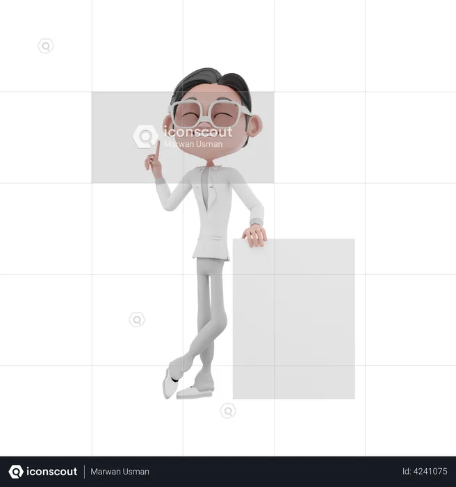 Businessman standing with blank board  3D Illustration