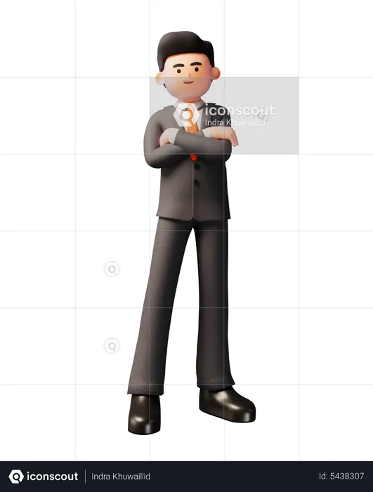 Businessman standing with crossed arms  3D Illustration