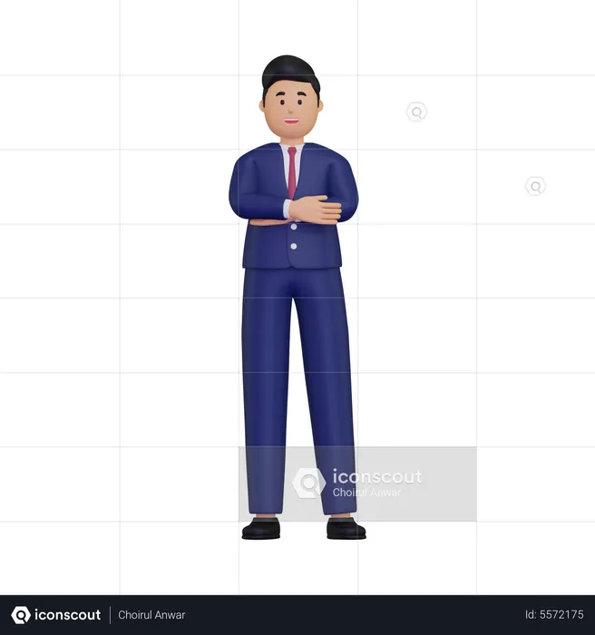 Businessman standing with folded hands  3D Illustration