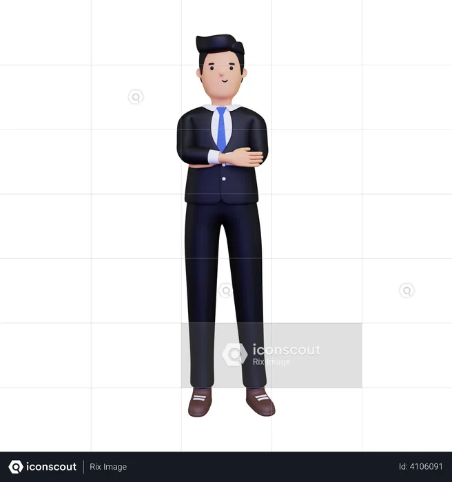 Businessman standing with folded hands  3D Illustration