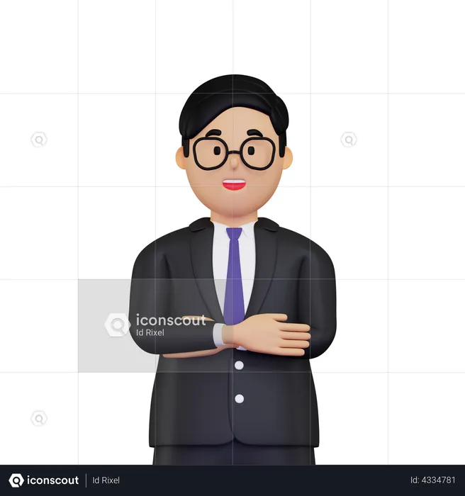 Businessman standing with folded hands  3D Illustration