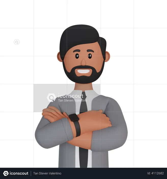 Businessman standing with folding hand  3D Illustration