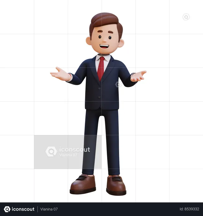Businessman Standing With Open Hands  3D Illustration