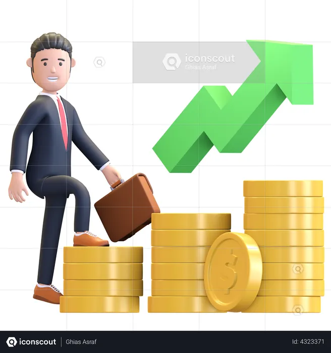 Businessman stepping success  3D Illustration