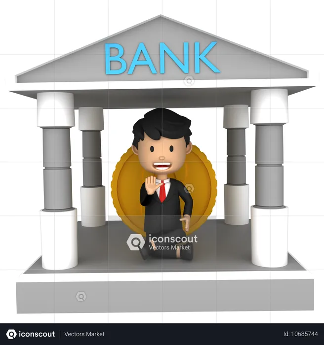 Businessman taking Bank Loan  3D Illustration