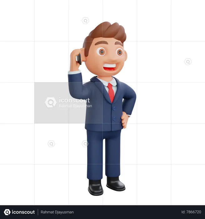 Businessman talking on cellphone  3D Illustration