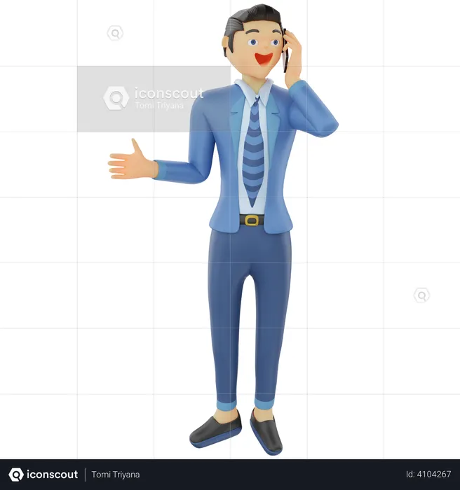 Businessman talking on phone  3D Illustration