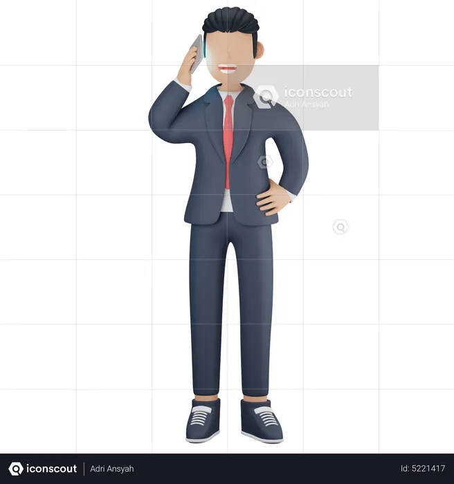 Businessman talking on phone  3D Illustration