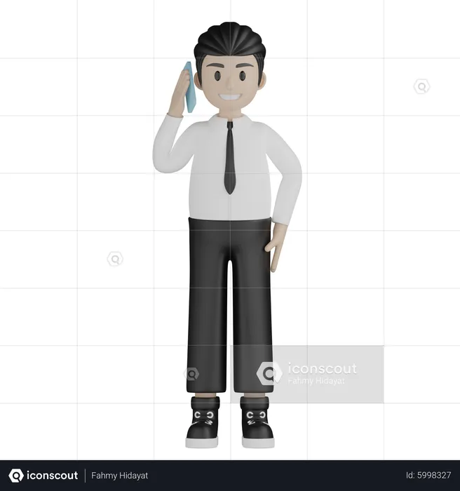 Businessman talking on phone  3D Illustration