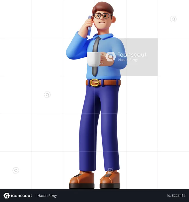 Businessman Talking On Smartphone  3D Icon