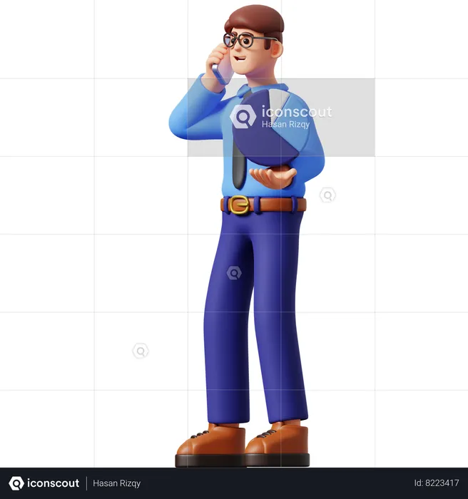 Businessman Talking On Smartphone  3D Illustration