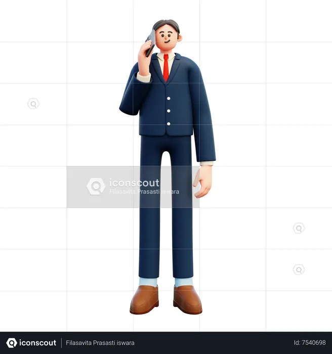 Businessman talking on smartphone  3D Illustration