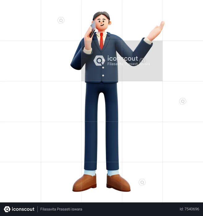 Businessman talking on smartphone  3D Illustration