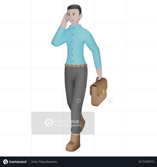 Businessman Talking On Smartphone  3D Illustration